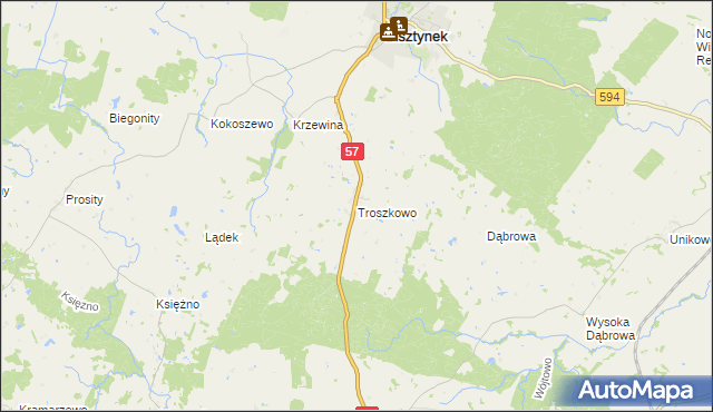 mapa Troszkowo, Troszkowo na mapie Targeo