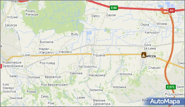 mapa Trzciana gmina Świlcza, Trzciana gmina Świlcza na mapie Targeo