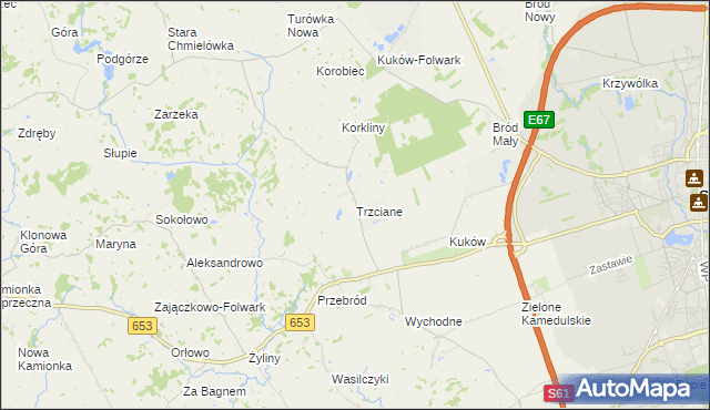 mapa Trzciane, Trzciane na mapie Targeo