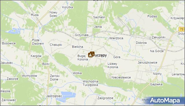 mapa Tuczępy powiat buski, Tuczępy powiat buski na mapie Targeo