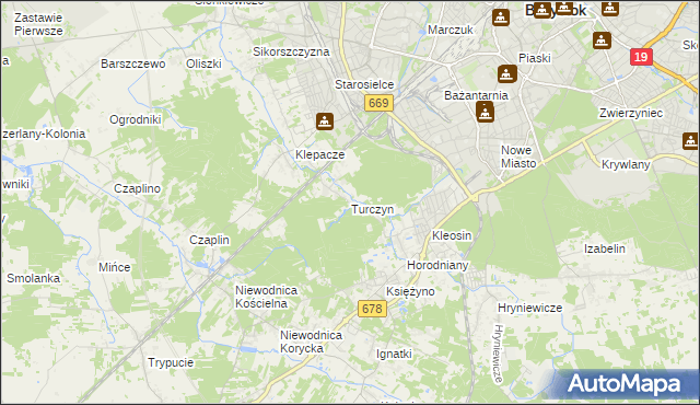 mapa Turczyn gmina Choroszcz, Turczyn gmina Choroszcz na mapie Targeo