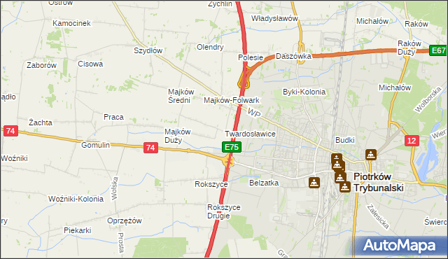 mapa Twardosławice, Twardosławice na mapie Targeo