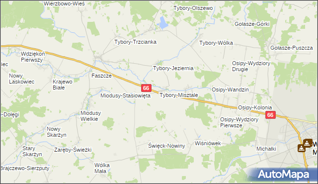 mapa Tybory-Misztale, Tybory-Misztale na mapie Targeo