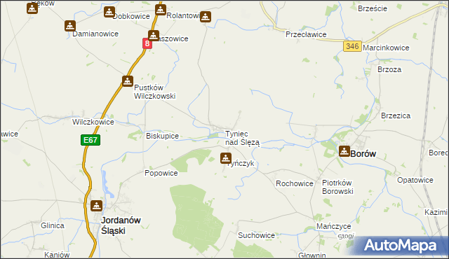 mapa Tyniec nad Ślęzą, Tyniec nad Ślęzą na mapie Targeo