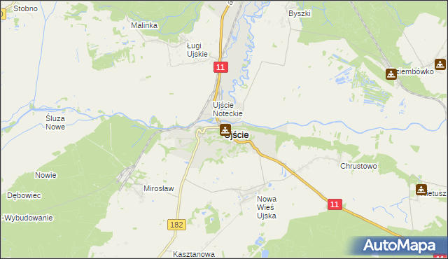 mapa Ujście powiat pilski, Ujście powiat pilski na mapie Targeo