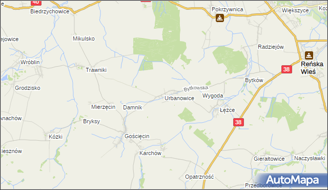 mapa Urbanowice, Urbanowice na mapie Targeo