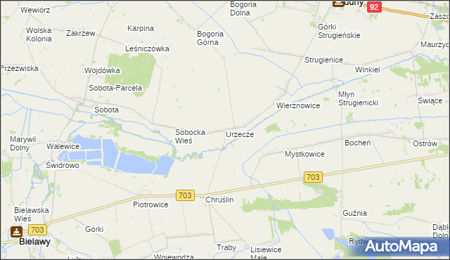 mapa Urzecze gmina Zduny, Urzecze gmina Zduny na mapie Targeo