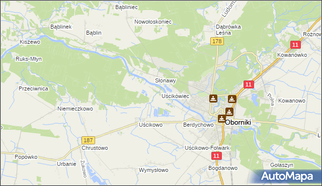 mapa Uścikówiec, Uścikówiec na mapie Targeo