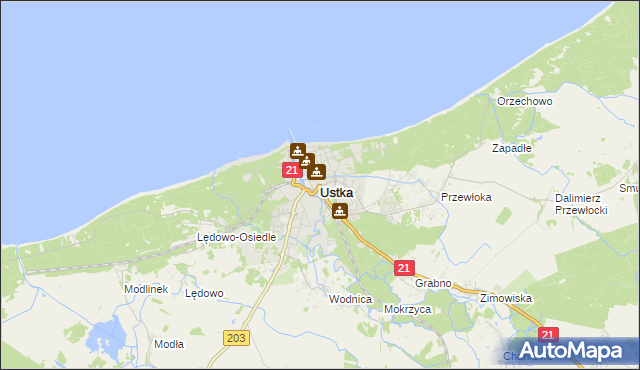 mapa Ustka, Ustka na mapie Targeo