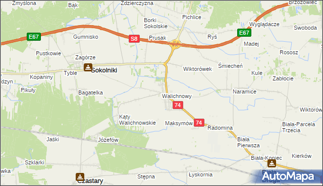 mapa Walichnowy, Walichnowy na mapie Targeo