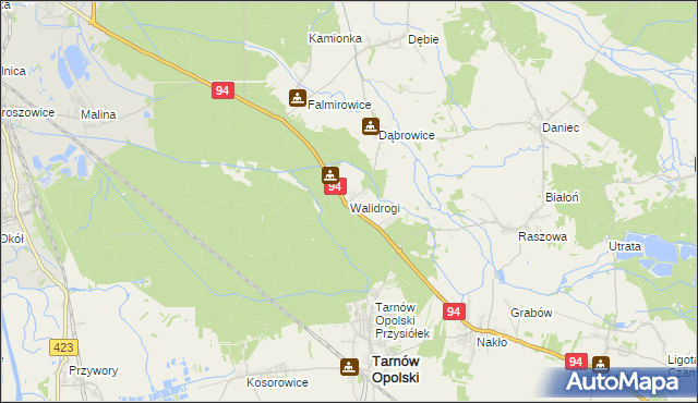 mapa Walidrogi, Walidrogi na mapie Targeo