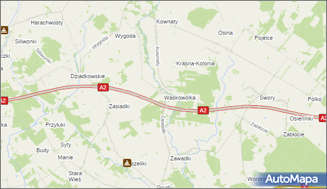 mapa Waśkowólka, Waśkowólka na mapie Targeo