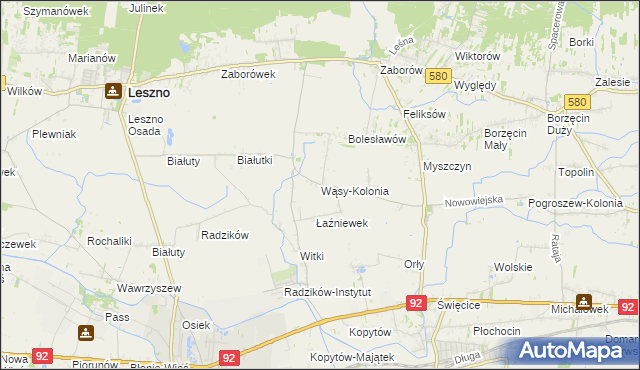 mapa Wąsy-Kolonia, Wąsy-Kolonia na mapie Targeo