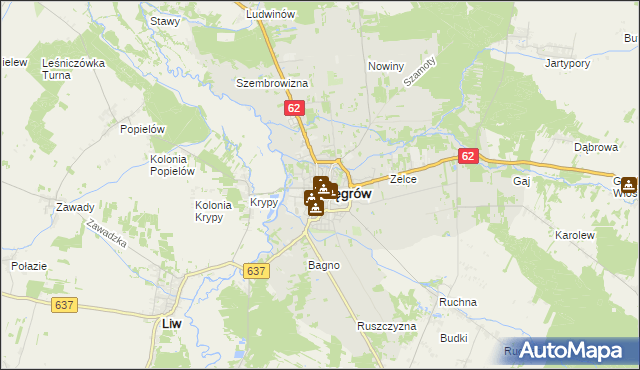 mapa Węgrów, Węgrów na mapie Targeo