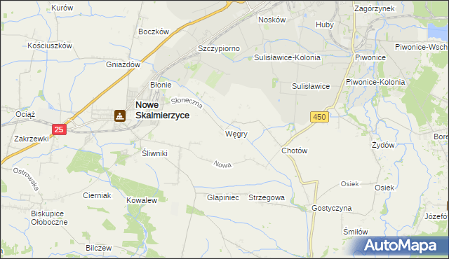 mapa Węgry gmina Nowe Skalmierzyce, Węgry gmina Nowe Skalmierzyce na mapie Targeo
