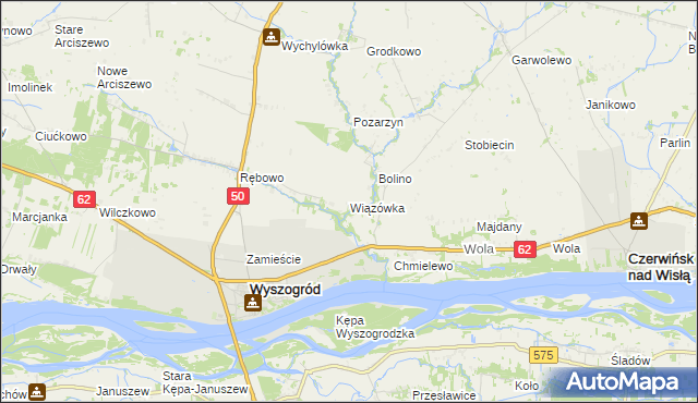 mapa Wiązówka gmina Wyszogród, Wiązówka gmina Wyszogród na mapie Targeo
