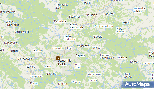 mapa Widaczów, Widaczów na mapie Targeo