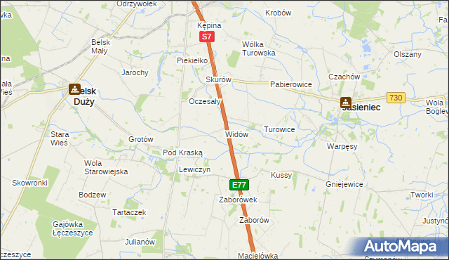 mapa Widów gmina Belsk Duży, Widów gmina Belsk Duży na mapie Targeo