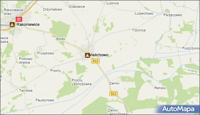 mapa Wielichowo-Wieś, Wielichowo-Wieś na mapie Targeo