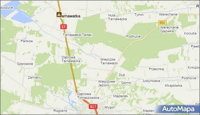 mapa Wieprzów Tarnawacki, Wieprzów Tarnawacki na mapie Targeo