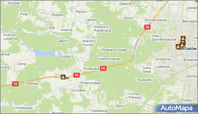 mapa Wierzchowiec, Wierzchowiec na mapie Targeo