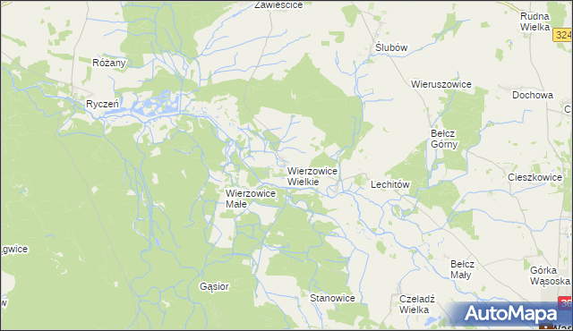 mapa Wierzowice Wielkie, Wierzowice Wielkie na mapie Targeo