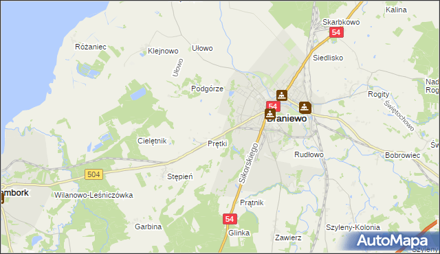 mapa Wikielec gmina Braniewo, Wikielec gmina Braniewo na mapie Targeo