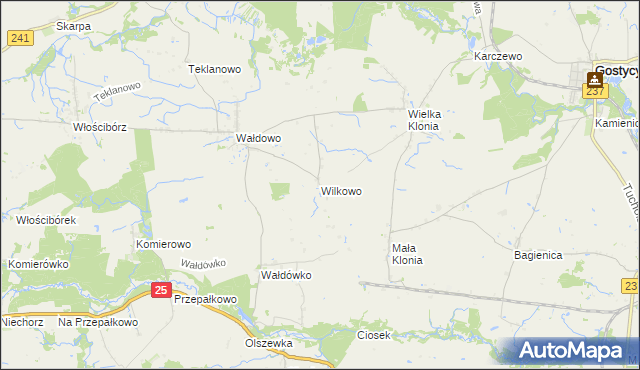mapa Wilkowo gmina Sępólno Krajeńskie, Wilkowo gmina Sępólno Krajeńskie na mapie Targeo