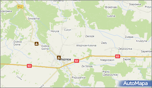 mapa Wisznice-Kolonia, Wisznice-Kolonia na mapie Targeo