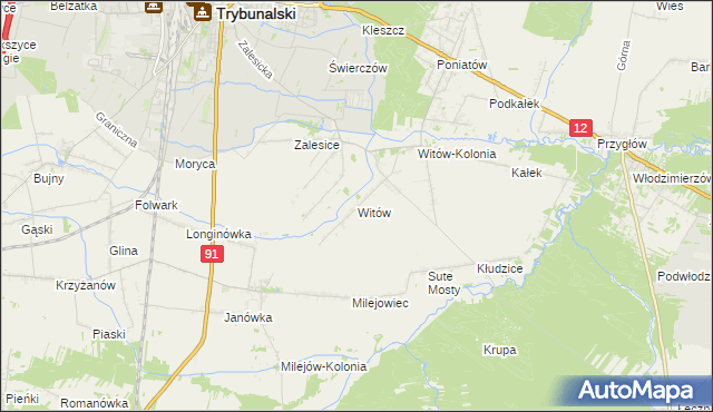 mapa Witów gmina Sulejów, Witów gmina Sulejów na mapie Targeo