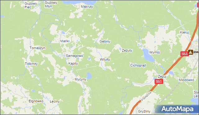mapa Witułty, Witułty na mapie Targeo