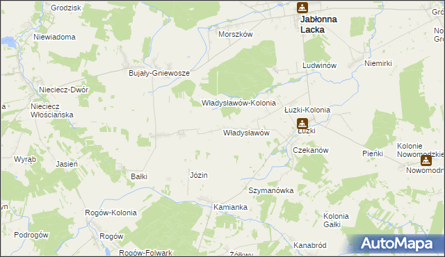 mapa Władysławów gmina Jabłonna Lacka, Władysławów gmina Jabłonna Lacka na mapie Targeo