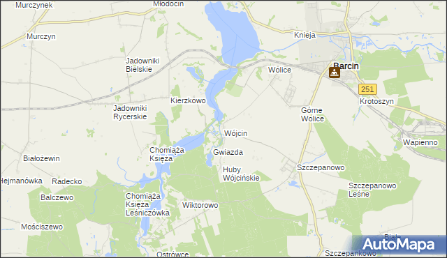 mapa Wójcin gmina Żnin, Wójcin gmina Żnin na mapie Targeo