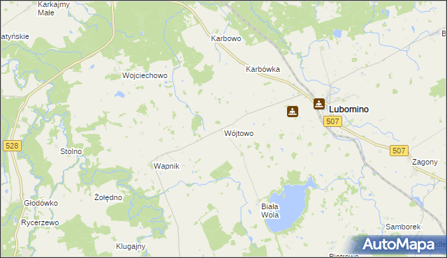 mapa Wójtowo gmina Lubomino, Wójtowo gmina Lubomino na mapie Targeo