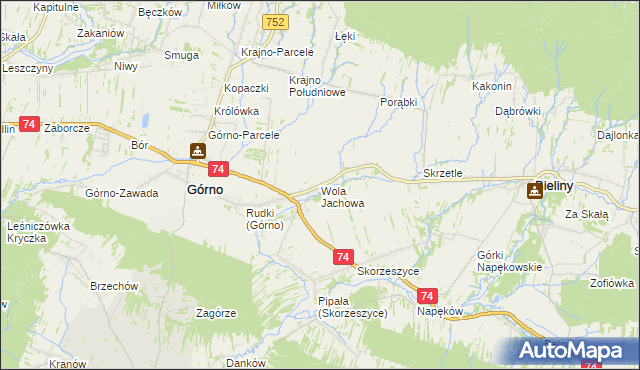 mapa Wola Jachowa, Wola Jachowa na mapie Targeo
