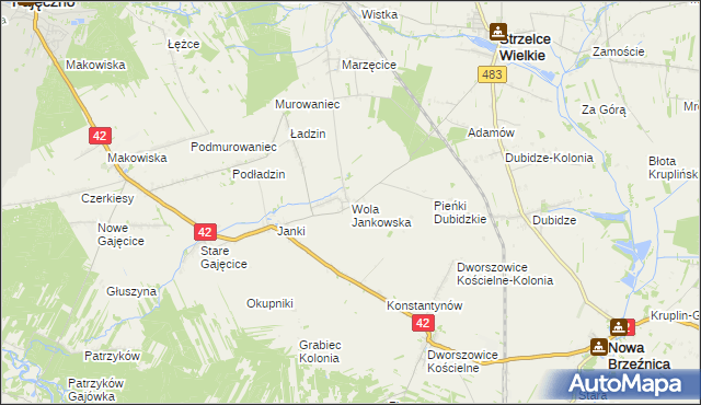 mapa Wola Jankowska, Wola Jankowska na mapie Targeo