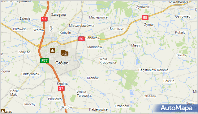 mapa Wola Krobowska, Wola Krobowska na mapie Targeo