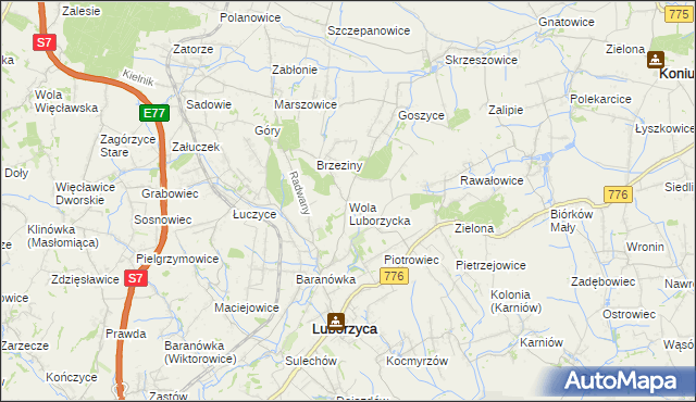 mapa Wola Luborzycka, Wola Luborzycka na mapie Targeo