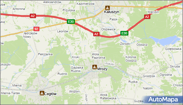 mapa Wola Paprotnia, Wola Paprotnia na mapie Targeo