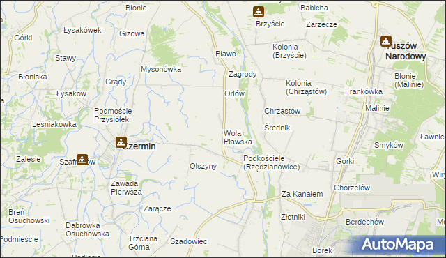 mapa Wola Pławska, Wola Pławska na mapie Targeo