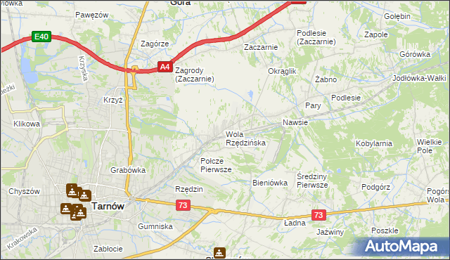 mapa Wola Rzędzińska, Wola Rzędzińska na mapie Targeo