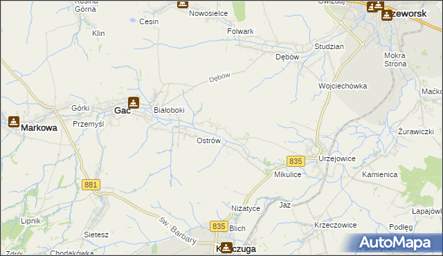 mapa Wolica gmina Gać, Wolica gmina Gać na mapie Targeo