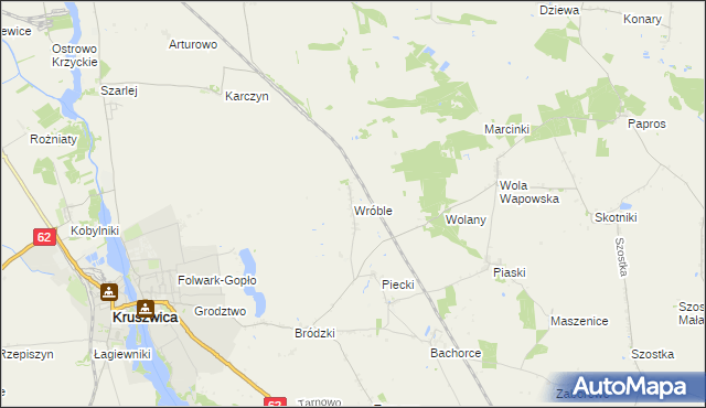mapa Wróble gmina Kruszwica, Wróble gmina Kruszwica na mapie Targeo