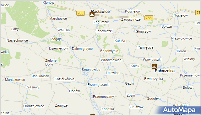 mapa Wrocimowice, Wrocimowice na mapie Targeo