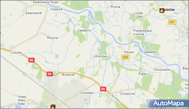 mapa Wronów gmina Lewin Brzeski, Wronów gmina Lewin Brzeski na mapie Targeo