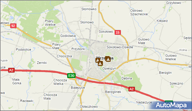 mapa Wrześni, Września na mapie Targeo