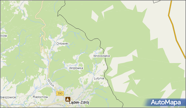 mapa Wrzosówka gmina Lądek-Zdrój, Wrzosówka gmina Lądek-Zdrój na mapie Targeo