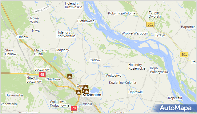 mapa Wymysłów gmina Kozienice, Wymysłów gmina Kozienice na mapie Targeo