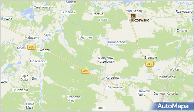 mapa Wymysłów Kurzelowski, Wymysłów Kurzelowski na mapie Targeo