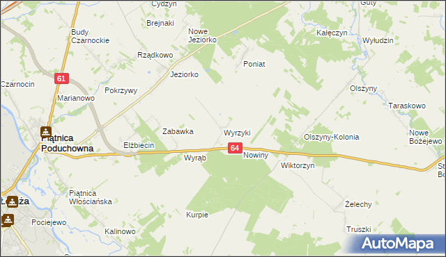 mapa Wyrzyki gmina Piątnica, Wyrzyki gmina Piątnica na mapie Targeo